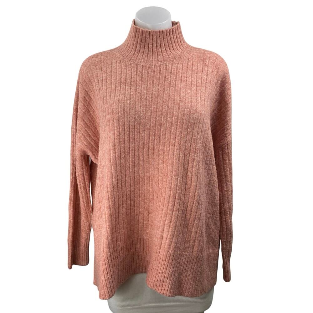 LOFT Women's Brown Ribbed Knit Turtlemeck Long Sleeve Cozy Sweater Top Size S